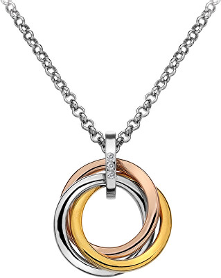 Hot Diamonds - Stříbrný náhrdelník Trio Rose Gold DP544 (řetízek, přívěsek)