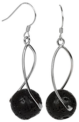 JwL Luxury Pearls - Dlouhé stříbrné náušnice s černými lávovými kameny JL0280