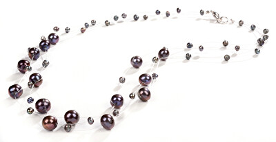 JwL Luxury Pearls - Náhrdelník z levitujících tmavých pravých perel JL0325