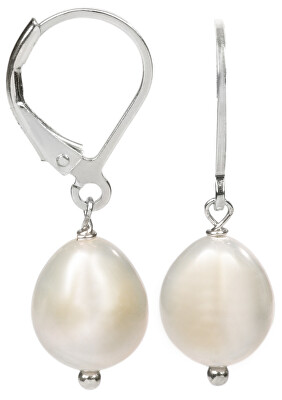 JwL Luxury Pearls - Stříbrné náušnice s pravou bílou perlou JL0148