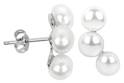 JwL Luxury Pearls - Stříbrné náušnice se třemi pravými perlami JL0283