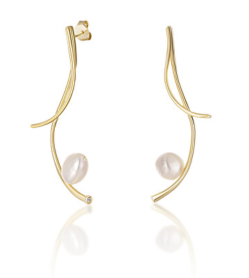JwL Luxury Pearls - Dlouhé pozlacené náušnice s pravými barokními perlami JL0682