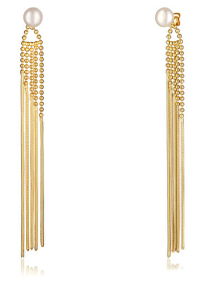 JwL Luxury Pearls - Dlouhé zlacené náušnice 2v1 s pravými perlami JL0654