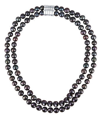 JwL Luxury Pearls - Dvojitý/dvouřadý náhrdelník z pravých tmavých perel JL0657