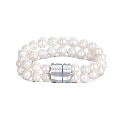 JwL Luxury Pearls - Dvojitý/dvouřadý náramek z pravých bílých perel JL0598