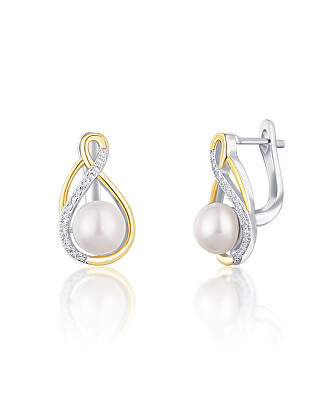 JwL Luxury Pearls - Elegantní bicolor náušnice s pravými perlami JL0721