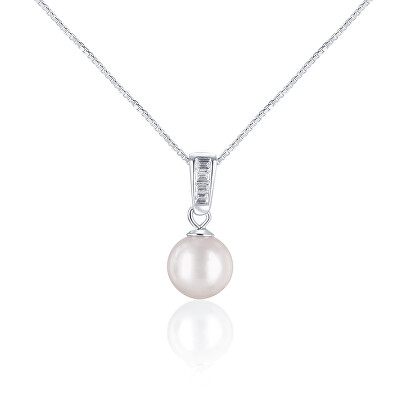 JwL Luxury Pearls - Elegantní náhrdelník s mořskou perlou Akoya a krystaly JL0658 (řetízek, přívěsek)