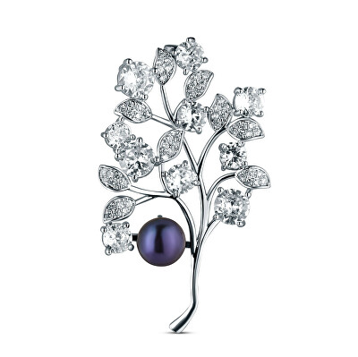 JwL Luxury Pearls - Elegantní brož s tmavou perlou JL0867