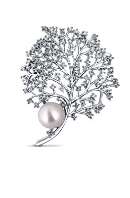 JwL Luxury Pearls - Elegantní perlová brož se zirkony JL0791