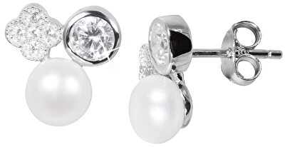 JwL Luxury Pearls - Jemné náušnice s pravou perlou a zirkony JL0539