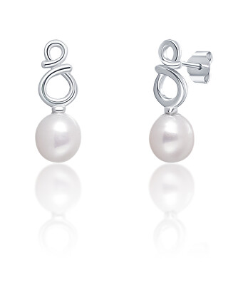 JwL Luxury Pearls - Jemné strieborné náušnice s pravými bielymi perlami JL0683