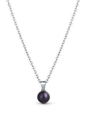 JwL Luxury Pearls - Jemný stříbrný náhrdelník s pravou černou perlou JL0836 (řetízek, přívěsek)