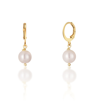 JwL Luxury Pearls - Krásné pozlacené náušnice s pravými bílými perlami JL0678