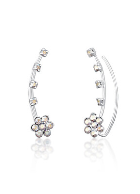 JwL Luxury Pearls - Květinové podélné náušnice s krystaly JL0722