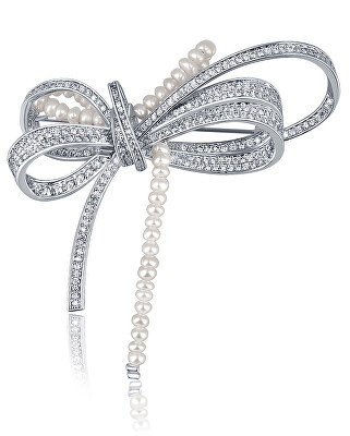 JwL Luxury Pearls - Luxusní dámská brož s perličkami 2v1 Mašle JL0666