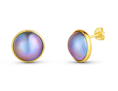 JwL Luxury Pearls - Luxusní pozlacené náušnice z pravých perel Mabe JL0831