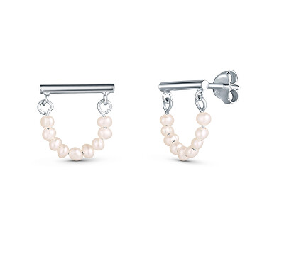 JwL Luxury Pearls - Minimalistické stříbrné náušnice s pravými perlami JL0830