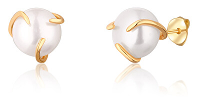JwL Luxury Pearls - Módní pozlacené náušnice s říční perlou JL0737