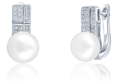 JwL Luxury Pearls - Nádherné náušnice s pravou perlou a zirkony JL0644