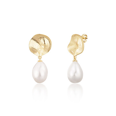 JwL Luxury Pearls - Nádherné pozlacené náušnice s pravými barokními perlami JL0724
