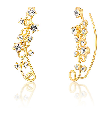 JwL Luxury Pearls - Nádherné pozlacené podélné náušnice s krystaly JL0740
