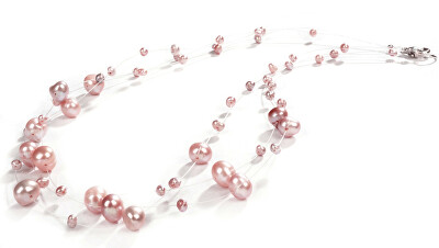 JwL Luxury Pearls - Náhrdelník z levitujících pravých růžových perel JL0826