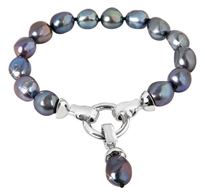 JwL Luxury Pearls - Náramek z pravých kovově modrých perel JL0562