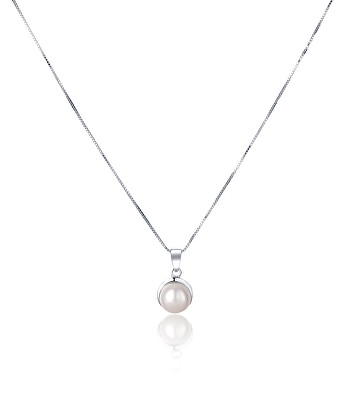 JwL Luxury Pearls - Něžný náhrdelník s pravou bílou perlou JL0676 (řetízek, přívěsek)