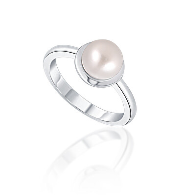 JwL Luxury Pearls - Něžný stříbrný prsten s pravou bílou perlou JL0677