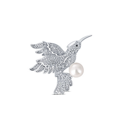 JwL Luxury Pearls - Okouzlující brož kolibřík s pravou perlou JL0515