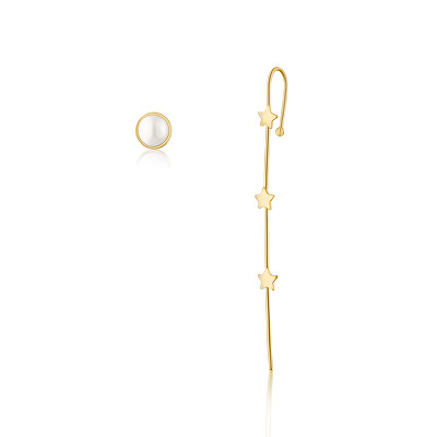 JwL Luxury Pearls - Originální pozlacené asymetrické náušnice JL0811