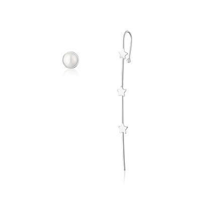 JwL Luxury Pearls - Originální stříbrné asymetrické náušnice JL0812