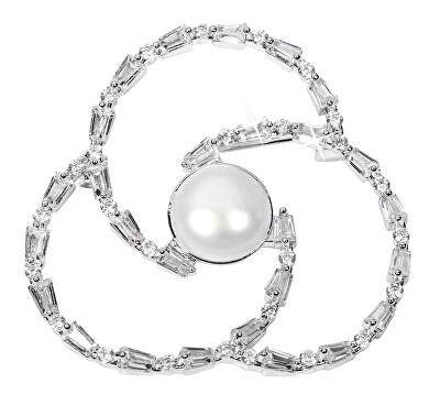 JwL Luxury Pearls - Perlová brož trojlístek s krystaly JL0519