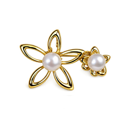 JwL Luxury Pearls - Pozlacená brož Květiny s pravou perlou JL0886