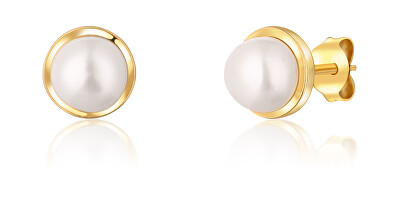 JwL Luxury Pearls - Pozlacené náušnice s říční perlou JL0735