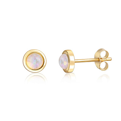 JwL Luxury Pearls - Pozlacené stříbrné náušnice se syntetickým opálem JL0615