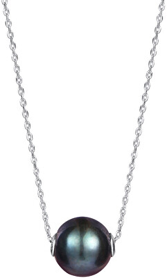JwL Luxury Pearls - Dámský náhrdelník s pravou černou perlou JL0582 (řetízek, přívěsek)