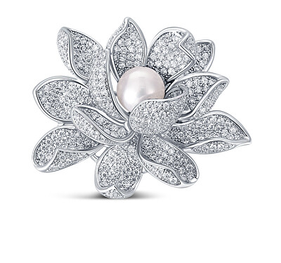JwL Luxury Pearls - Překrásná brož s perlou 2v1 Lotosový květ JL0697