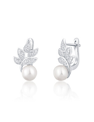 JwL Luxury Pearls - Překrásné stříbrné náušnice s pravými perlami a zirkony JL0719