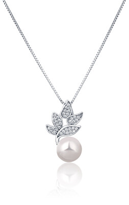 JwL Luxury Pearls - Překrásný stříbrný náhrdelník s pravou perlou a zirkony JL0785 (řetízek, přívěsek)