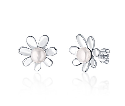 JwL Luxury Pearls - Půvabné náušnice s pravými říčními perlami Kytičky JL0774