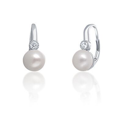 JwL Luxury Pearls - Půvabné stříbrné náušnice s pravou bílou perlou JL0673