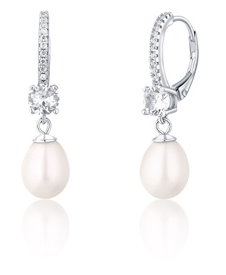 JwL Luxury Pearls - Půvabné stříbrné náušnice s pravými perlami a zirkony JL0739