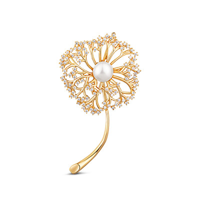 JwL Luxury Pearls - Romantická pozlacená brož 2v1 s pravou bílou perlou JL0729