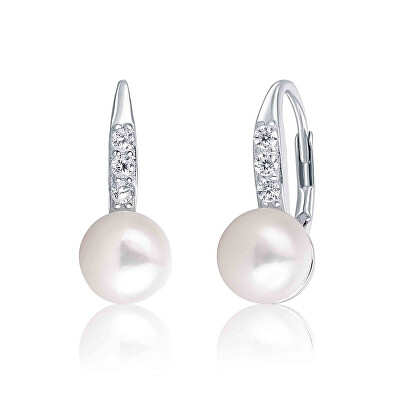 JwL Luxury Pearls - Stříbrné náušnice s perlou a zirkony JL0601