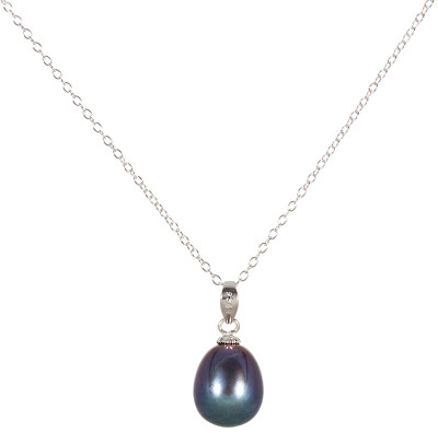 JwL Luxury Pearls - Stříbrný náhrdelník s modrou perlou JL0438 (řetízek, přívěsek)