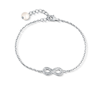 JwL Luxury Pearls - Stříbrný náramek nekonečno s pravou perlou JL0848