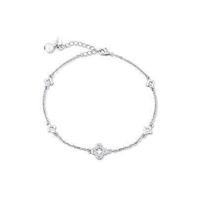JwL Luxury Pearls - Stříbrný nákotník se čtyřlístky a sladkovodní perlou JL0803