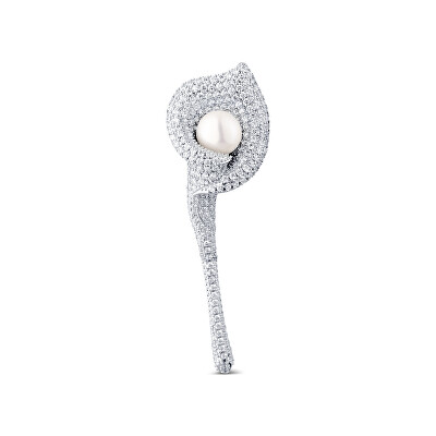 JwL Luxury Pearls - Třpytivá brož 2v1 Květina Kala JL0816