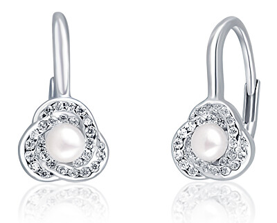 JwL Luxury Pearls - Úchvatné stříbrné náušnice s perlou a zirkony JL0642